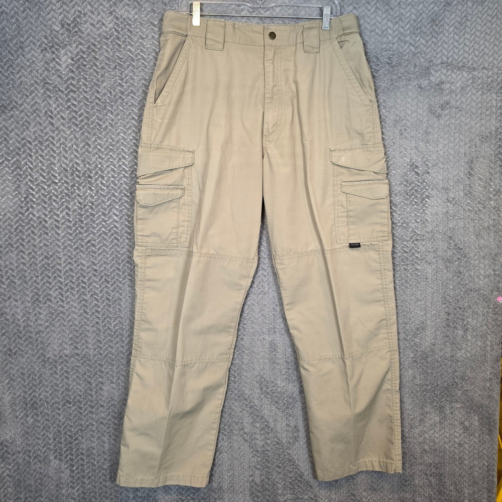Tru-Spec Mens Khaki Tactical Ripstop Cargo Pants 34x32 Tan Utility Work Trousers